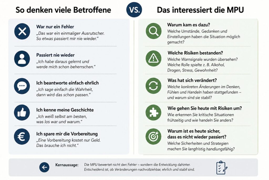 Denkweise MPU-Betroffene vs. Denkweise MPU-Gutachter